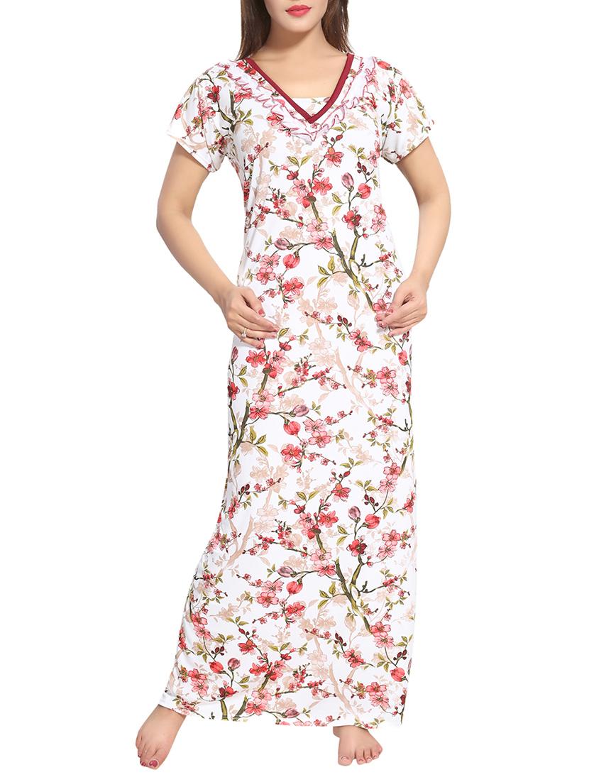 white printed nightwear gown - 14860586 - Zoom Image - 0