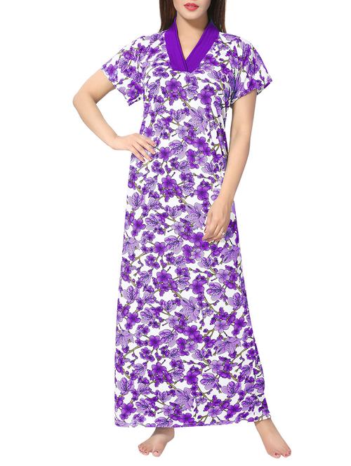 purple printed nightwear gown - 14860591 -  Standard Image - 0