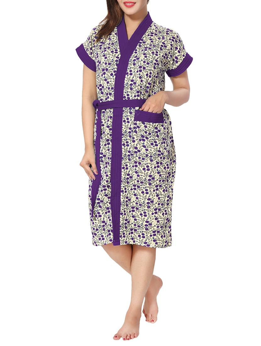 florals women cotton bath robe - 14860617 -  Zoom Image - 0