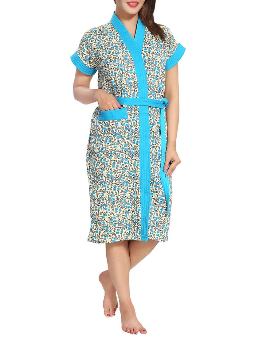 florals women cotton bath robe - 14860618 -  Zoom Image - 0