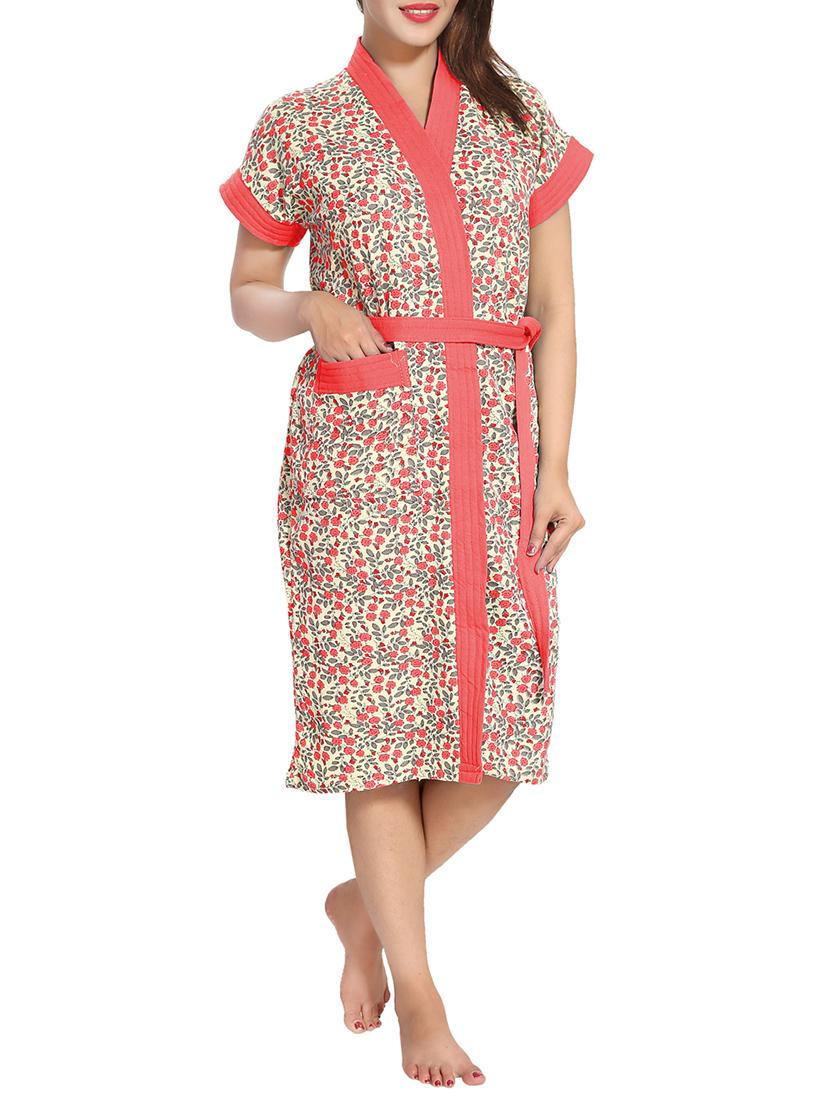 florals women cotton bath robe - 14860619 - Zoom Image - 0