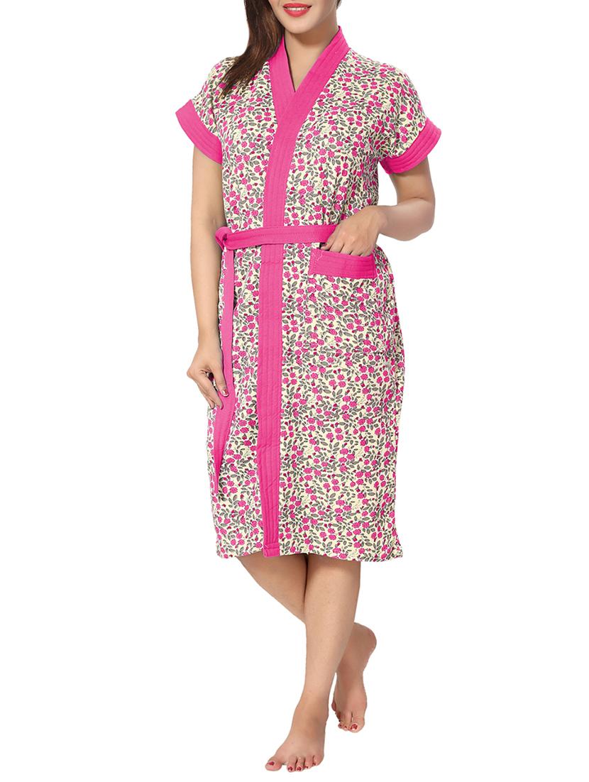 florals women cotton bath robe - 14860620 - Zoom Image - 0