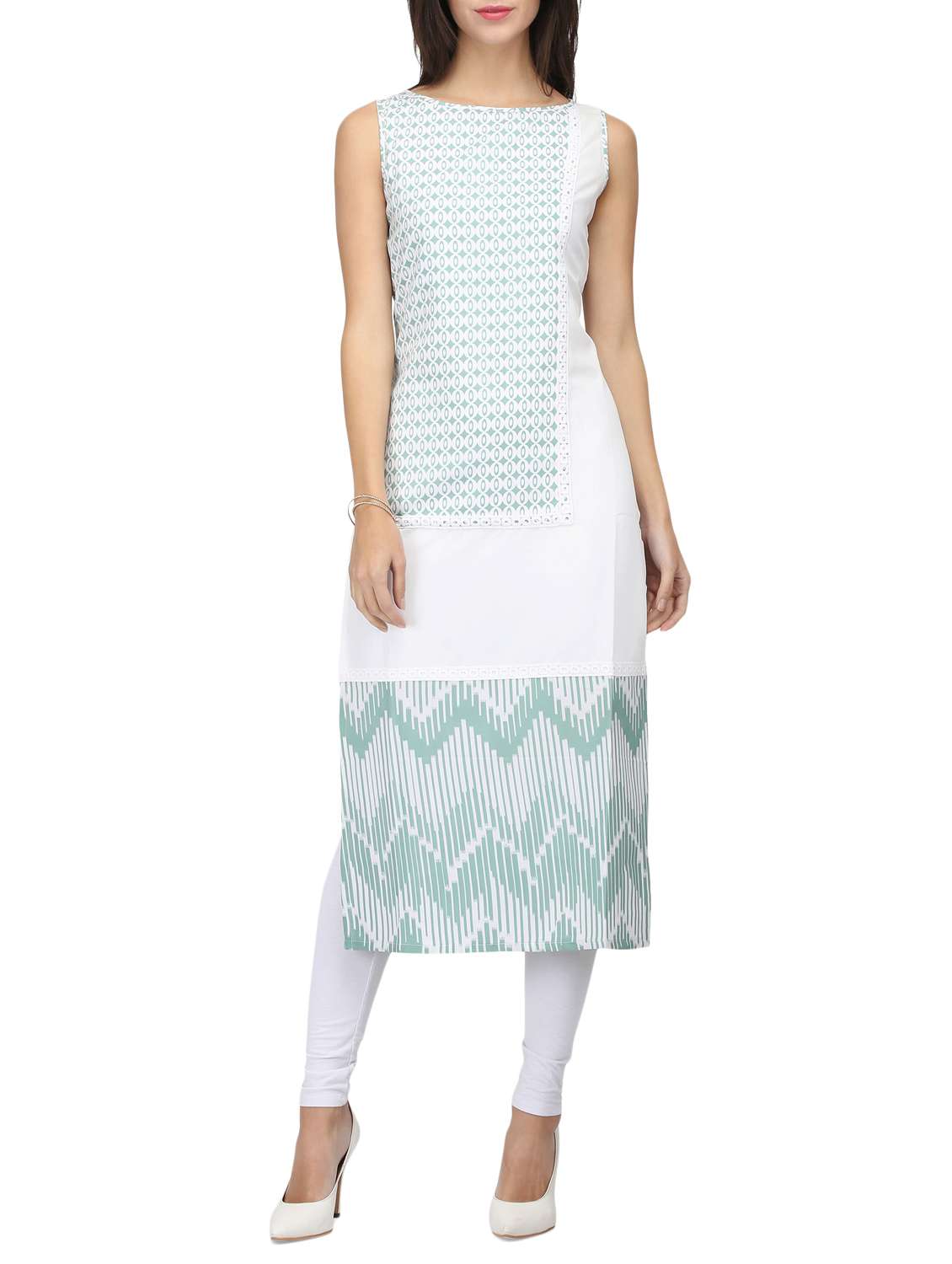 white crepe straight kurta