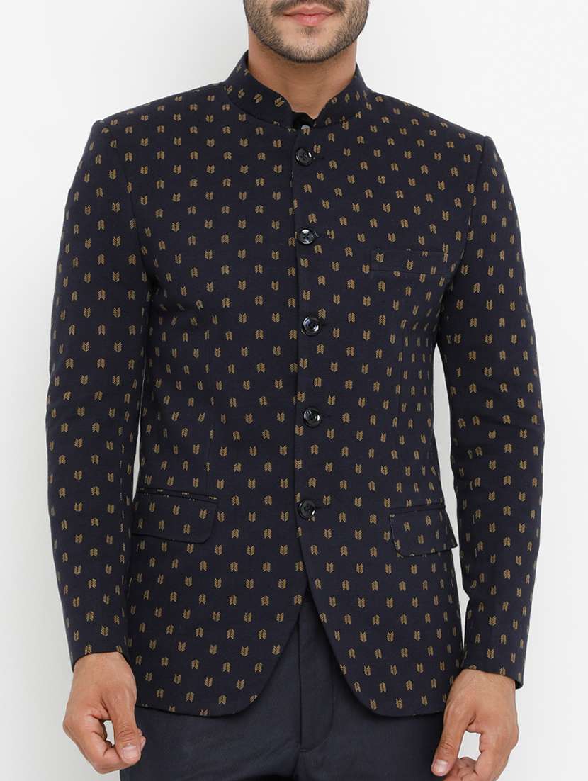 navy blue cotton casual blazer