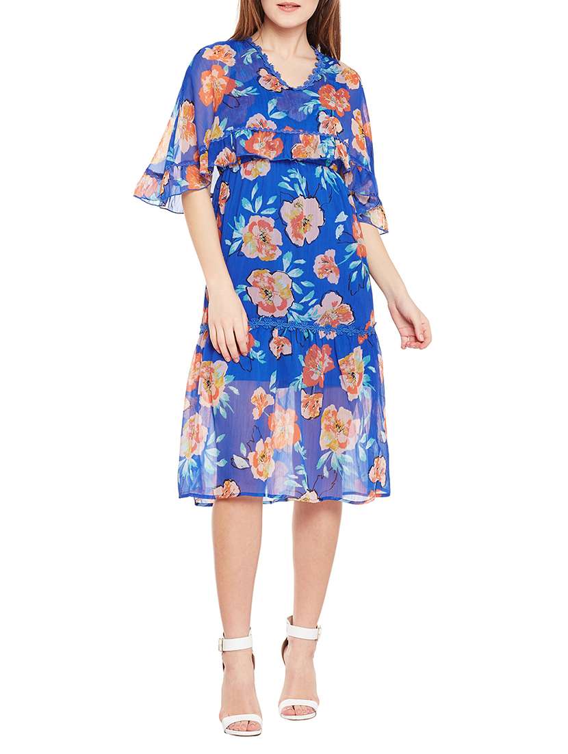 blue printed layered dress - 14867919 -  Zoom Image - 0