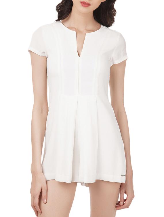 solid white romper jumpsuit - 14867935 -  Zoom Image - 0