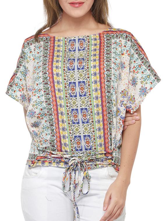 criss cross lace up hem top - 14868030 -  Zoom Image - 0