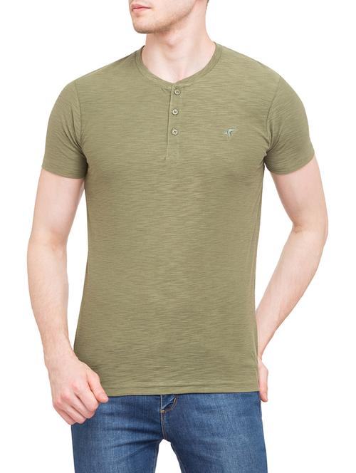 olive green melange t-shirt - 14869472 - Standard Image - 0