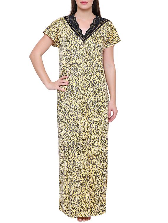 yellow hosiery nightwear gown - 14870726 - Zoom Image - 0