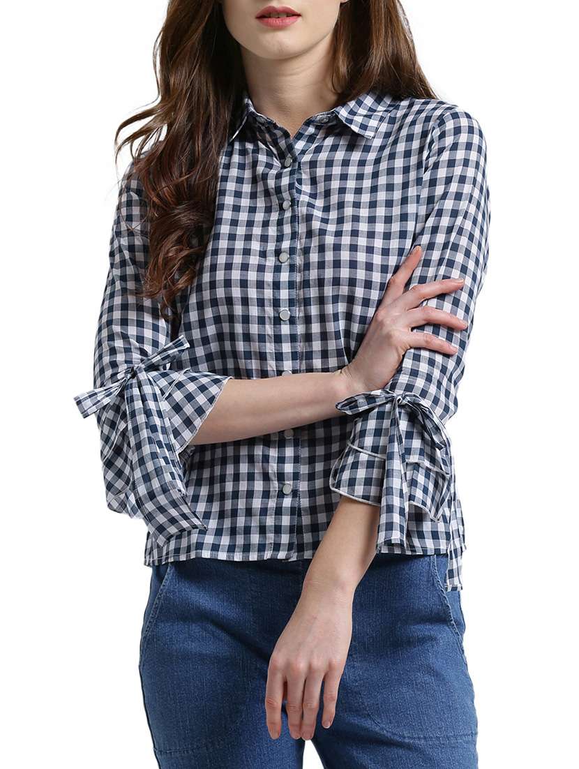 navy blue checkered shirt