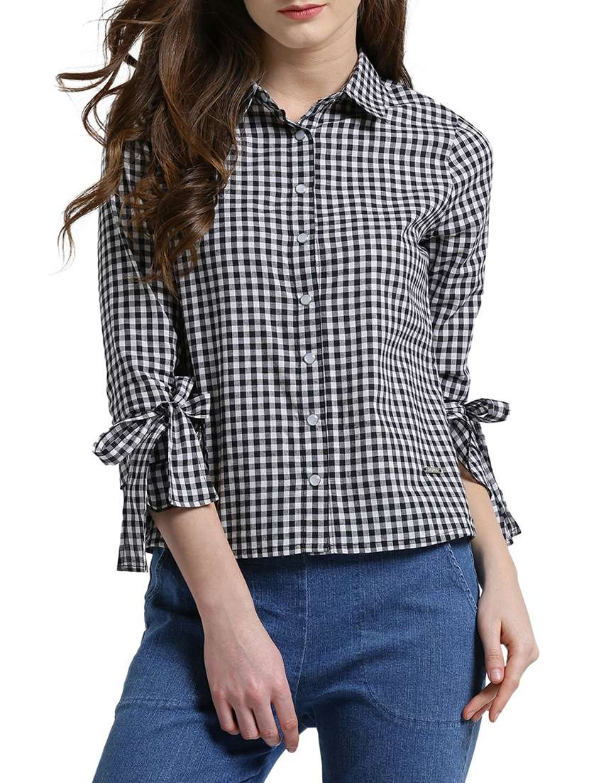 black cotton checkered shirt