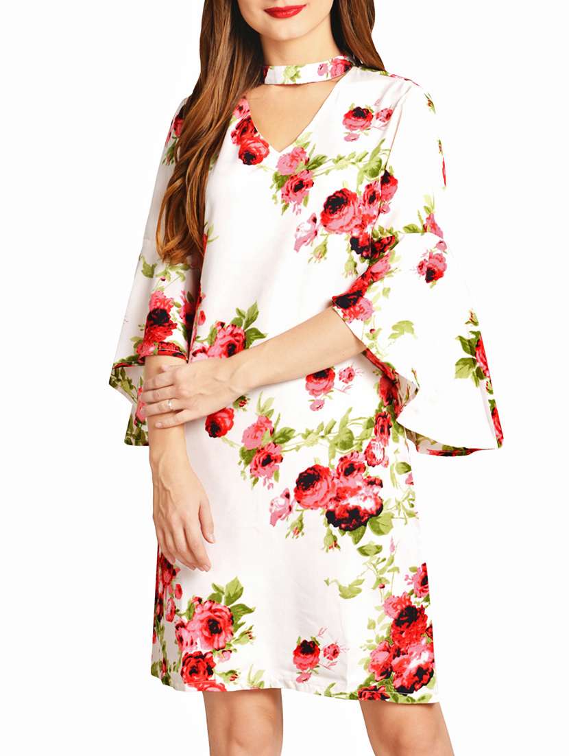 white floral shift dress