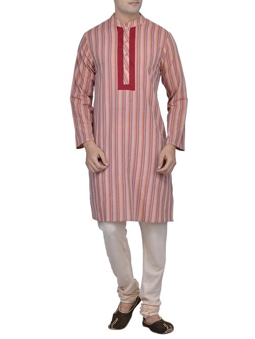 pink cotton long kurta - 14880703 - Standard Image - 0