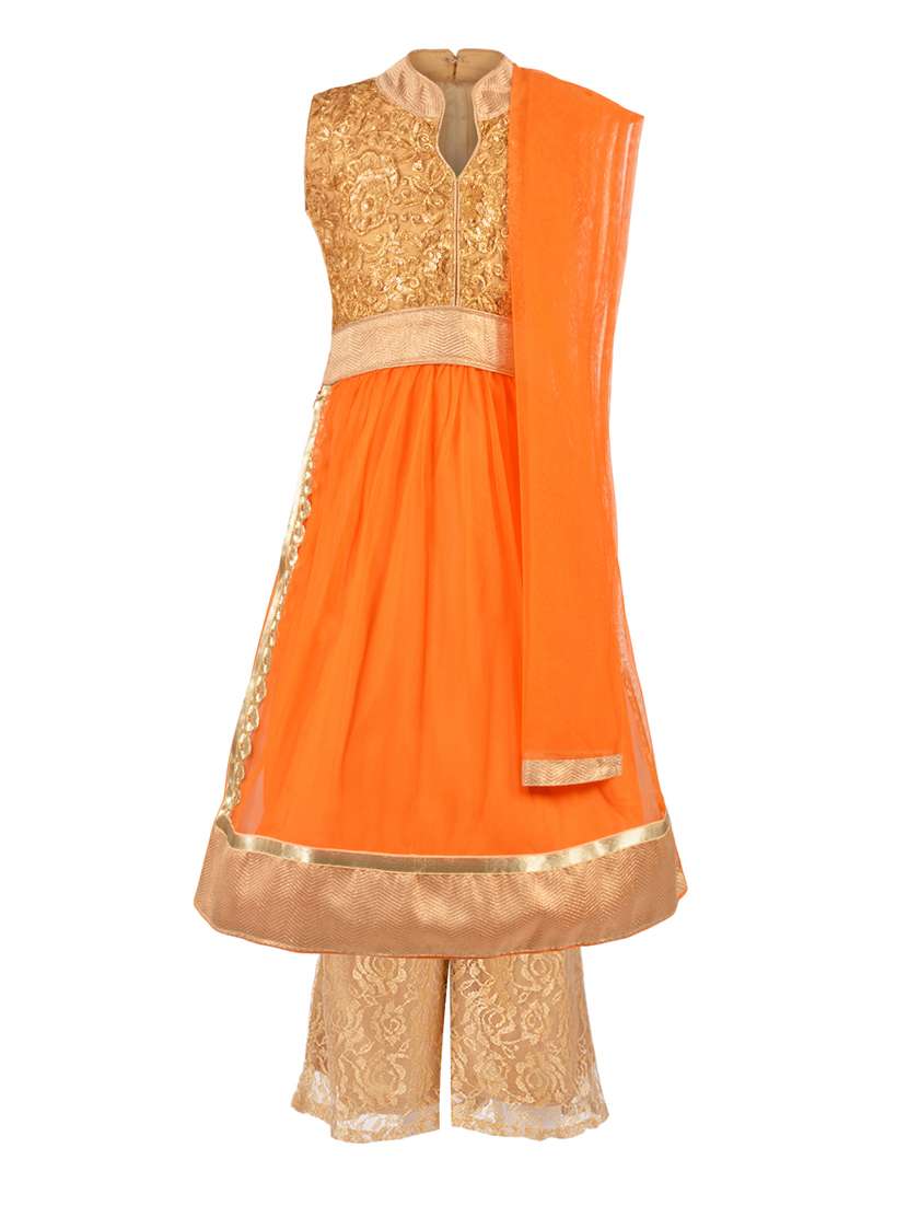 orange net suit set