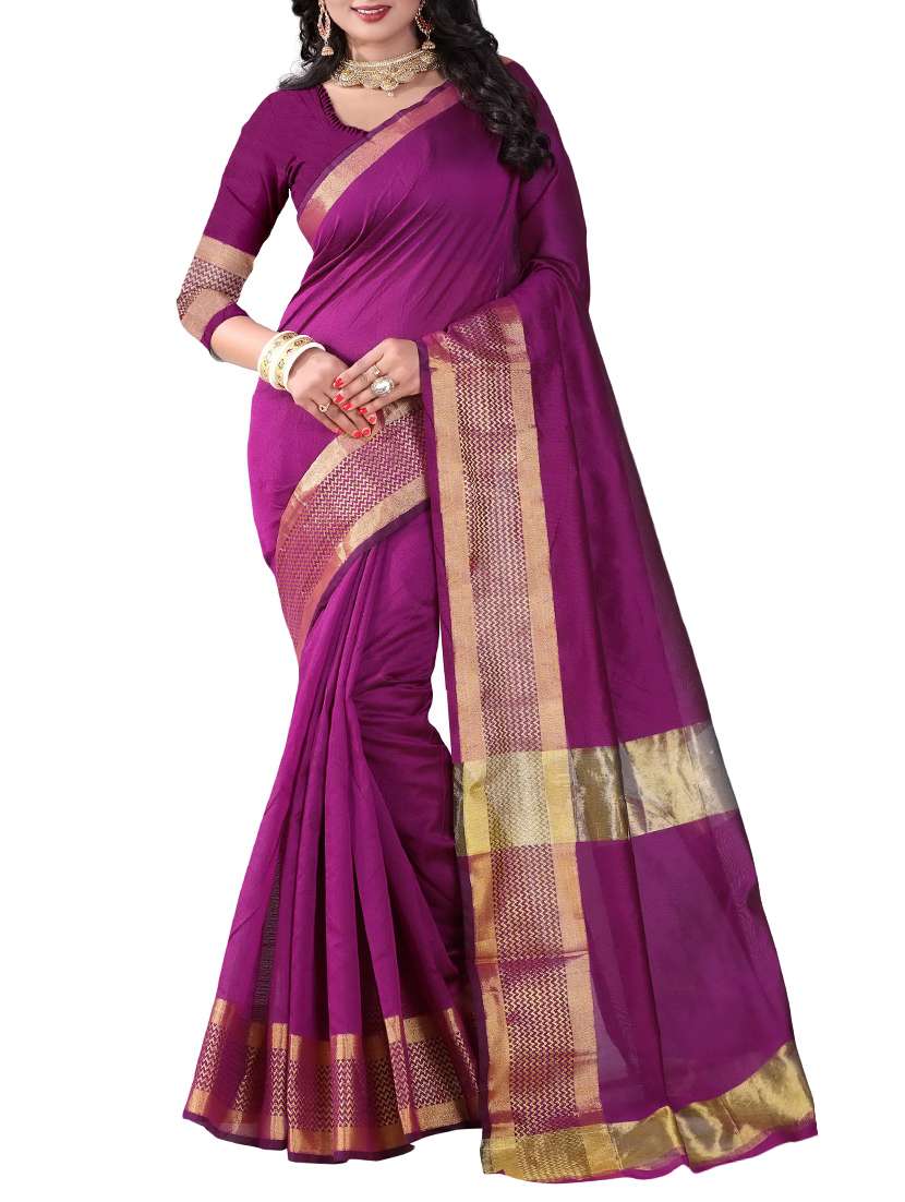purple silk bordered saree with blouse - 14881893 -  Zoom Image - 0