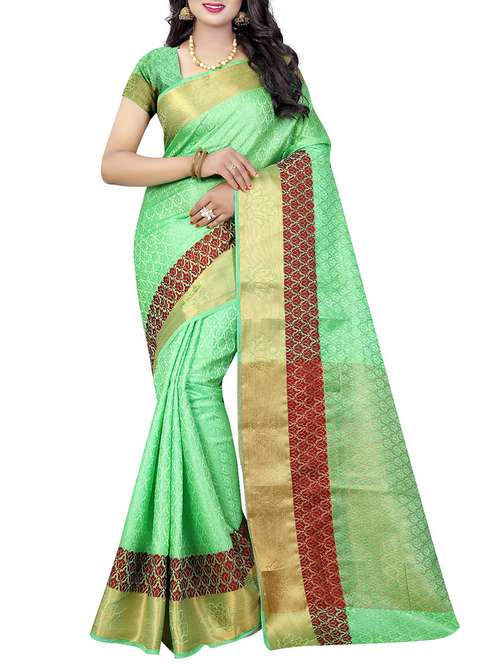 green silk woven saree with blouse - 14881906 - Standard Image - 0
