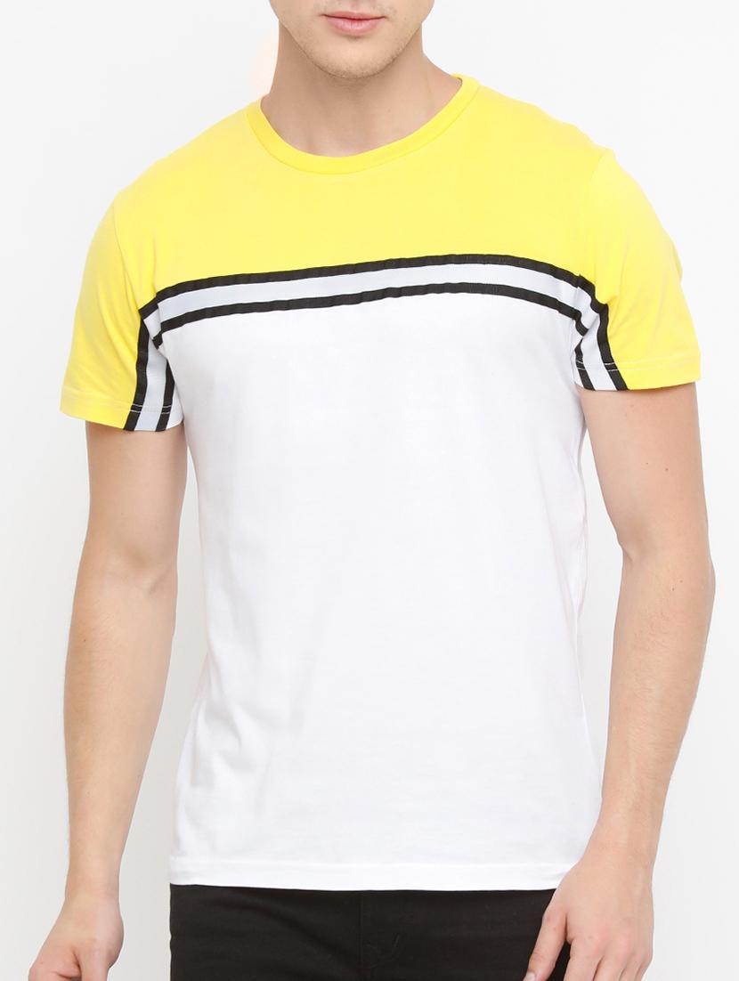 white cotton color block t-shirt - 14882323 - Zoom Image - 0
