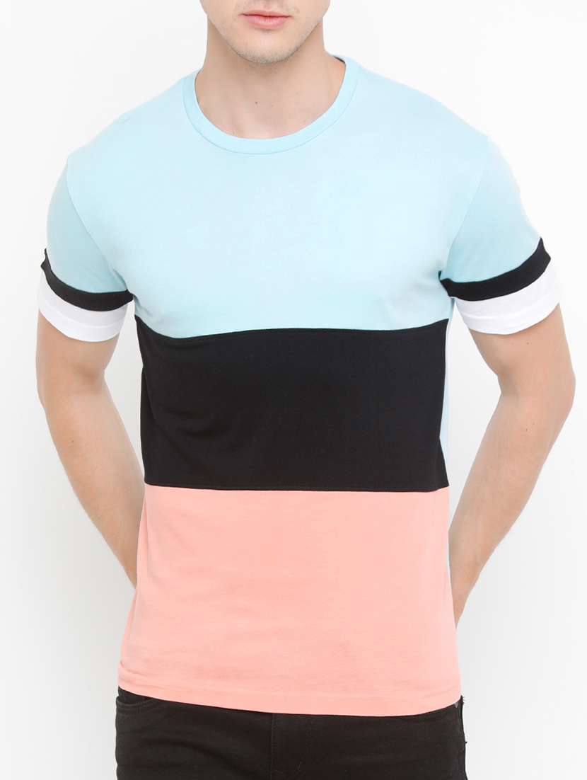 multi colored cotton color block t-shirt