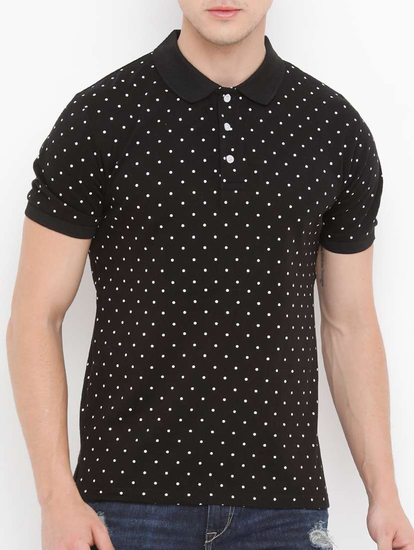 black cotton all over print tshirt