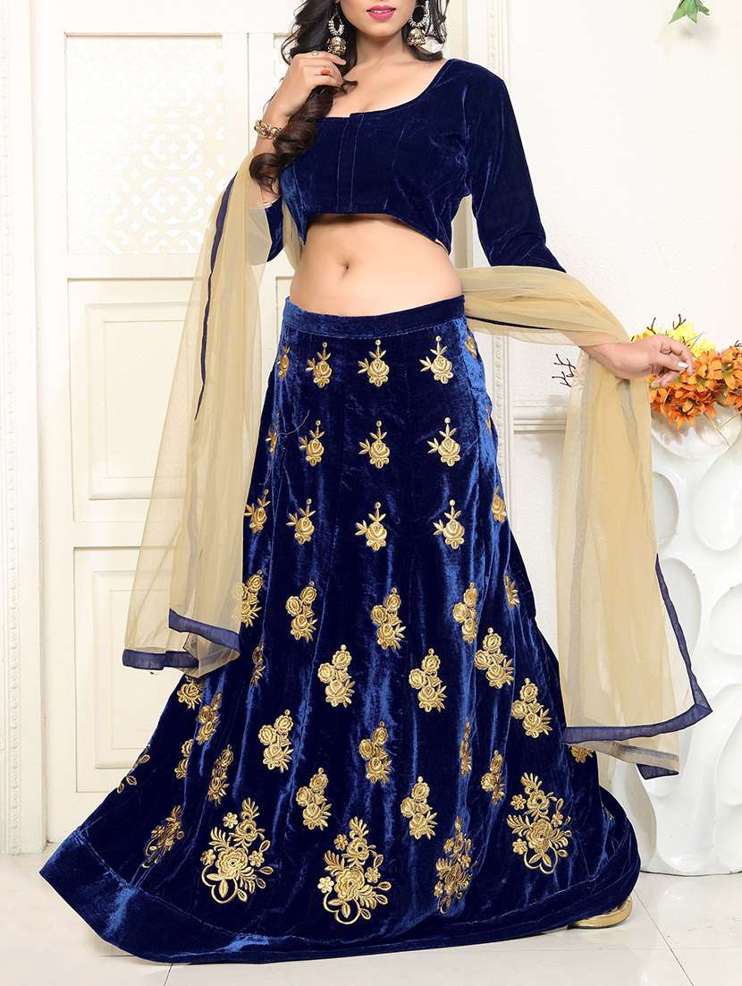 blue flared  lehenga