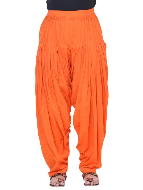 orange cotton blend patiyala salwars - 14885978 - Standard Image - 0