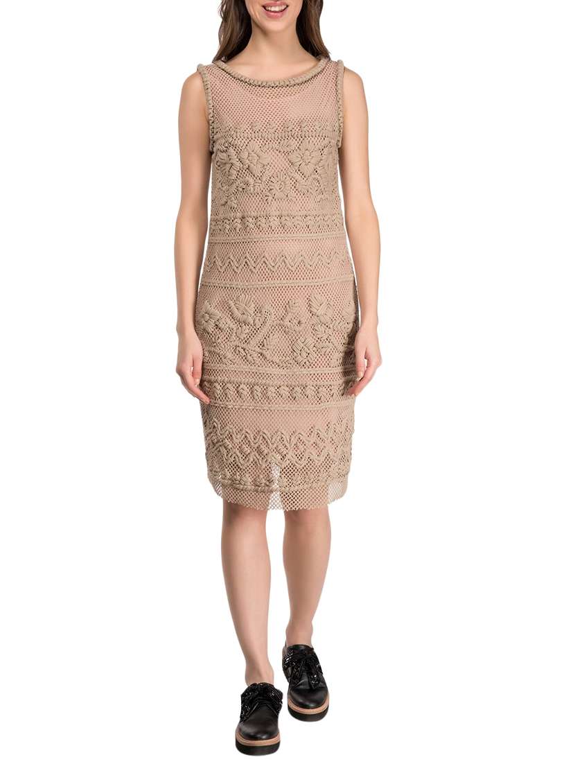 beige cotton sheath dress