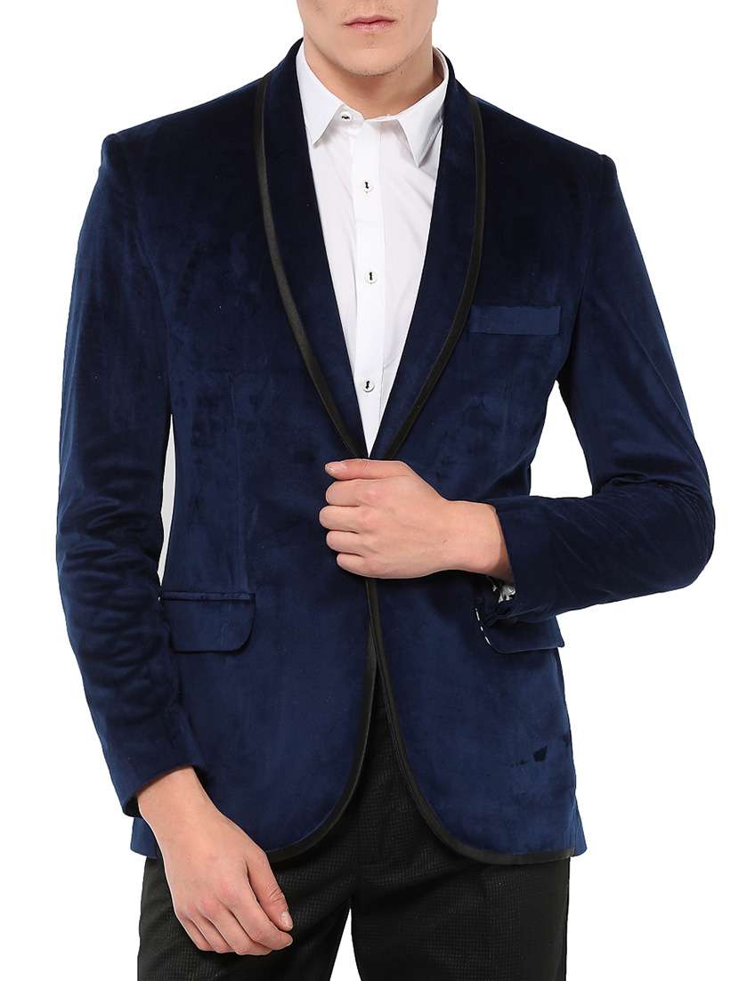 Buy online Blue Velvet Casual Blazer from Blazers for Men by Mr
