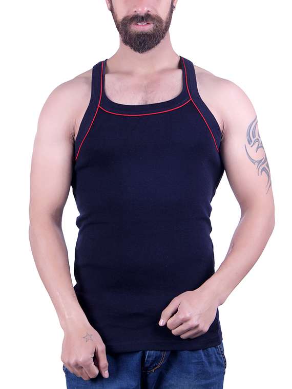 navy blue cotton vest