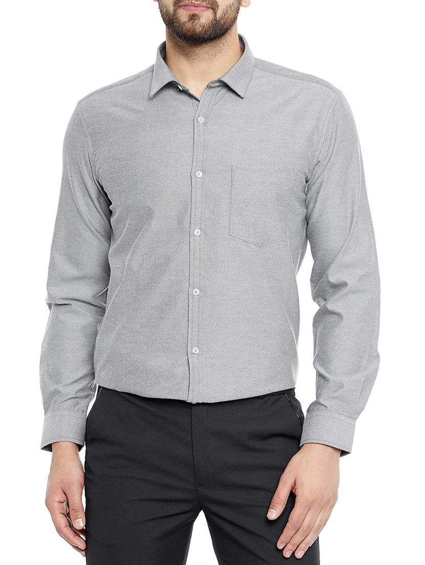 grey cotton blend formal shirt - 14896172 - Zoom Image - 0