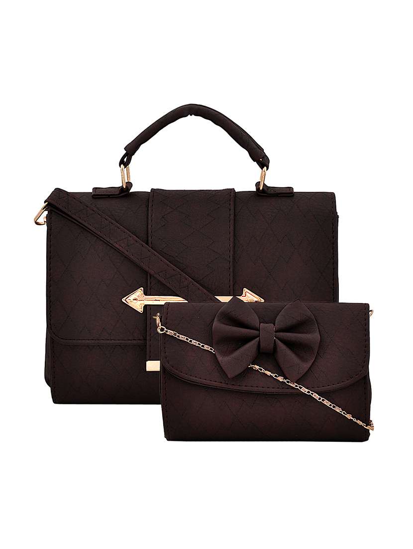 brown leatherette handbag