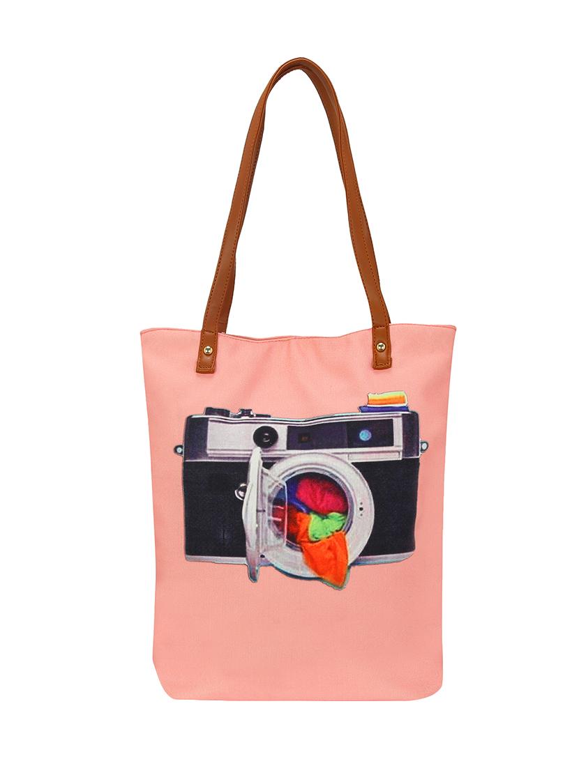 pink canvas regular shopping bag - 14902952 -  Zoom Image - 0