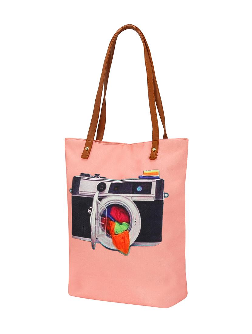 pink canvas regular shopping bag - 14902952 - Standard Image - 3