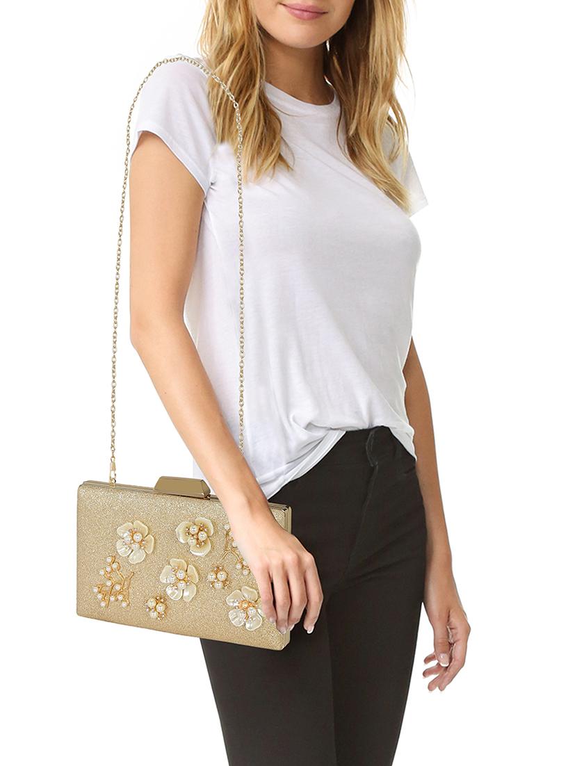 gold metal box clutch - 14903579 - Standard Image - 5
