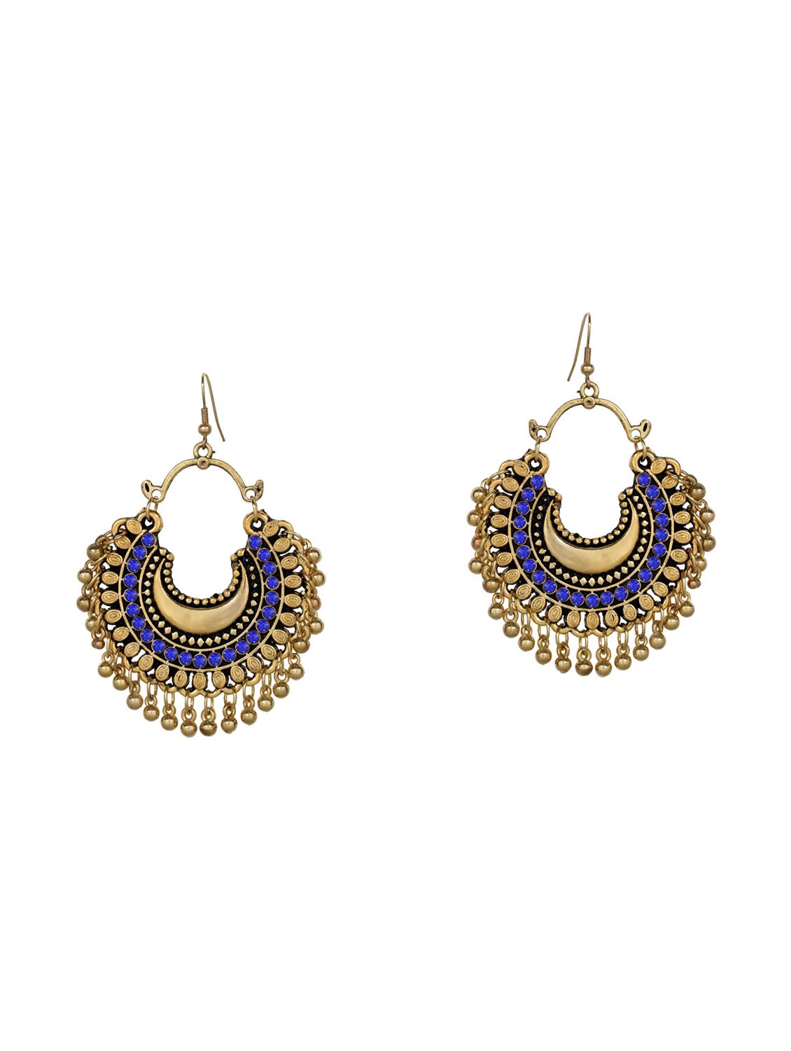 blue metal chandballi earrings - 14903737 - Zoom Image - 0