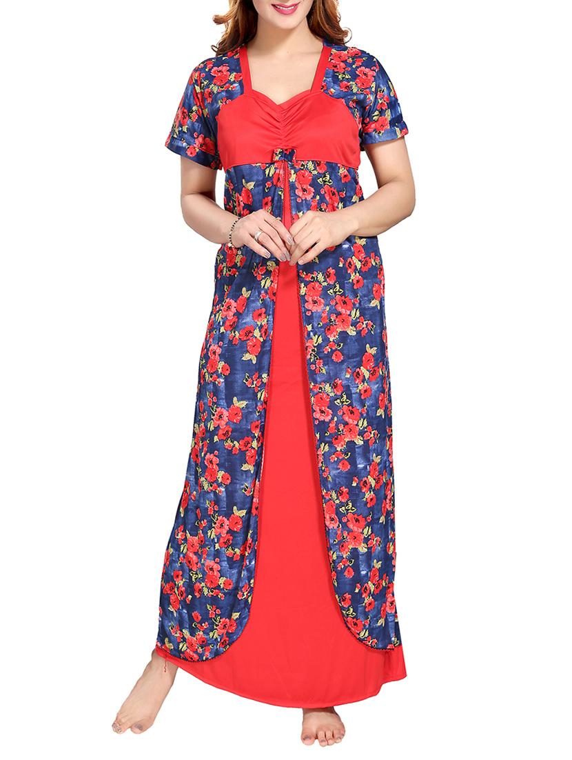 multi colored satin nightwear gown - 14905859 -  Zoom Image - 0