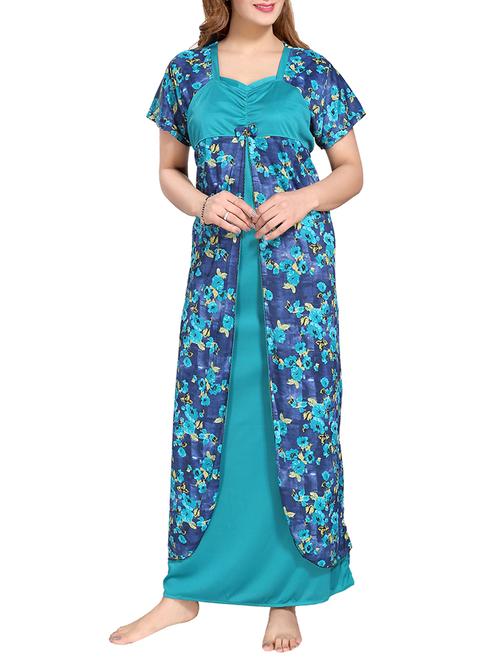 blue satin nightwear gown - 14905860 -  Standard Image - 0