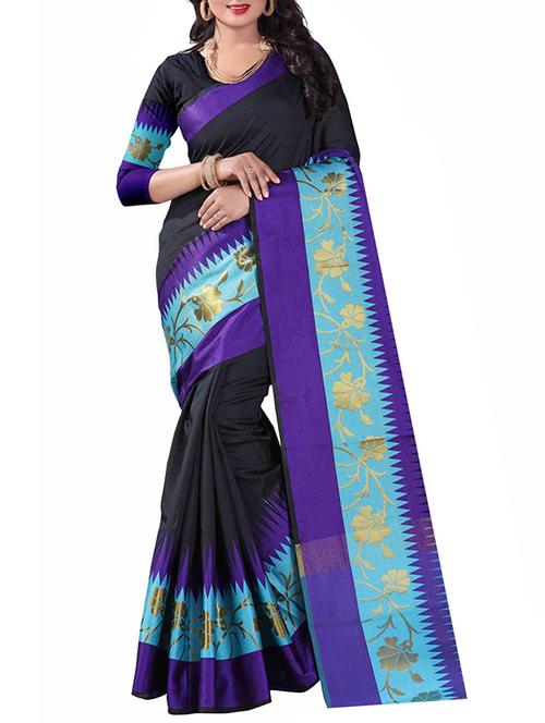 black cotton saree with blouse - 14907928 -  Standard Image - 0