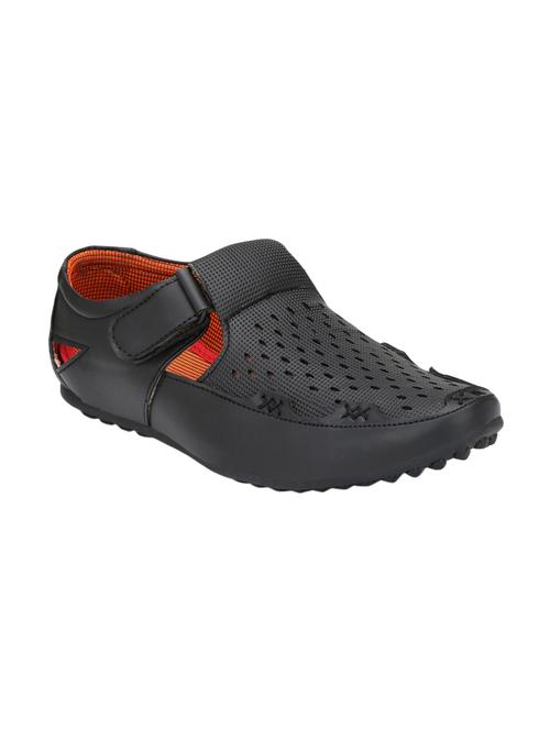 black leatherette slip on sandal - 14908075 -  Standard Image - 0