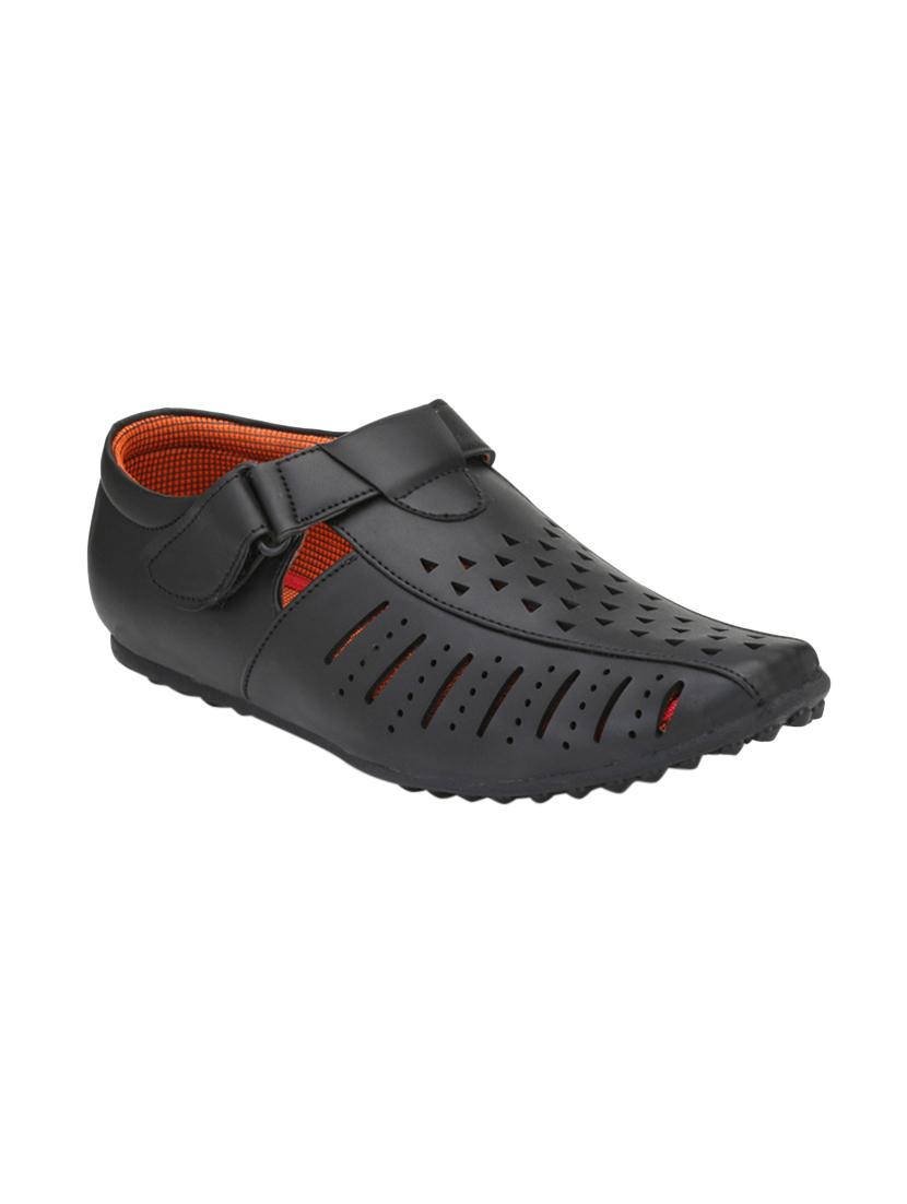 black leatherette slip on sandal - 14908077 -  Zoom Image - 0