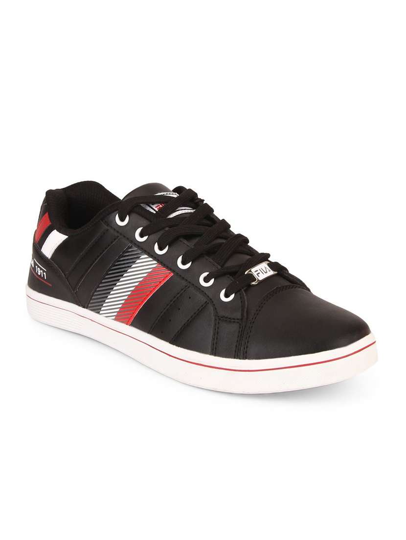 Buy online Black Leatherette Lace Up Sneaker from Casual Shoes for