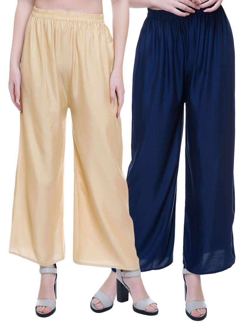 set of 2 multi colored solid palazzo