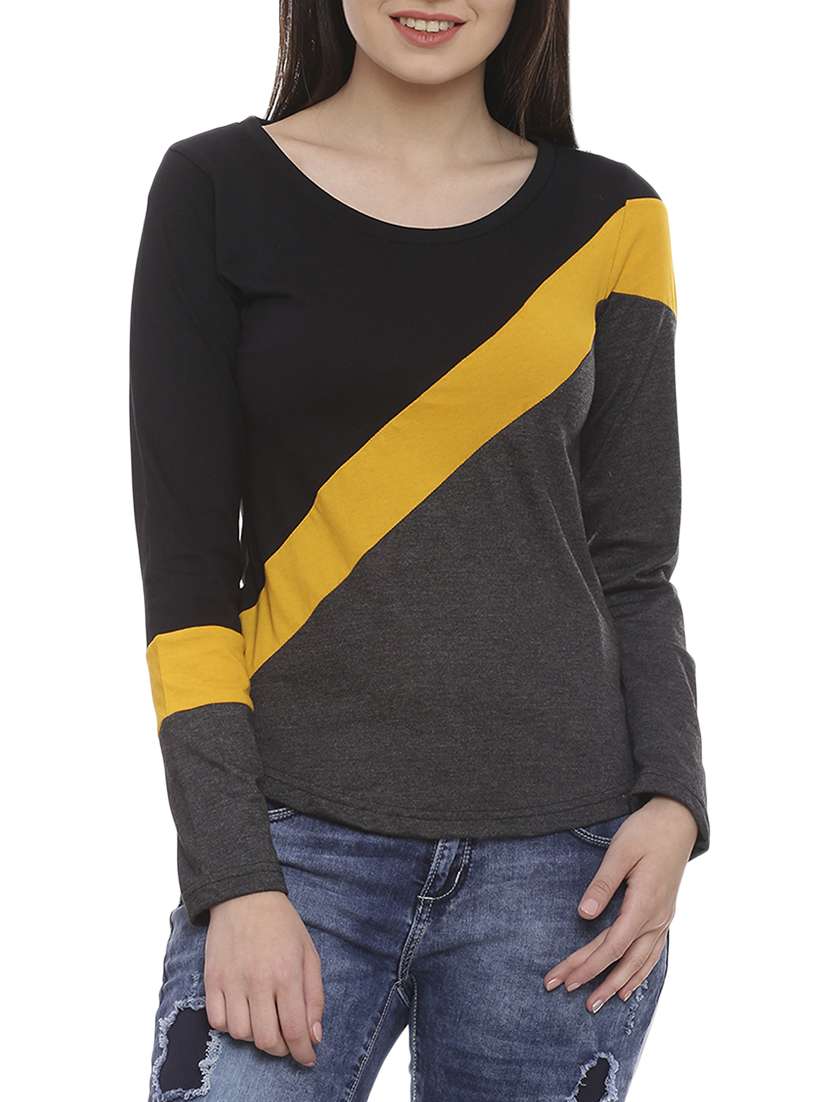 round neck color block tee