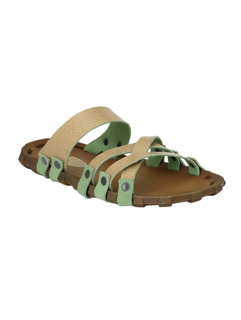 Brown Leatherette Slip On Slipper