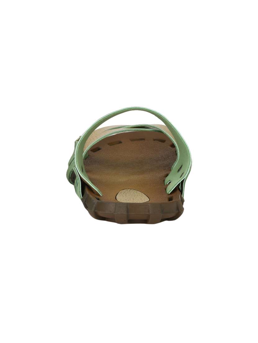 Brown Leatherette Slip On Slipper