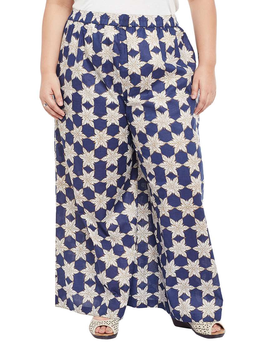 talinum plus size blue cotton palazzo