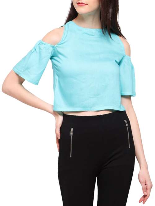 women's crop round neck top - 14914846 -  Standard Image - 0