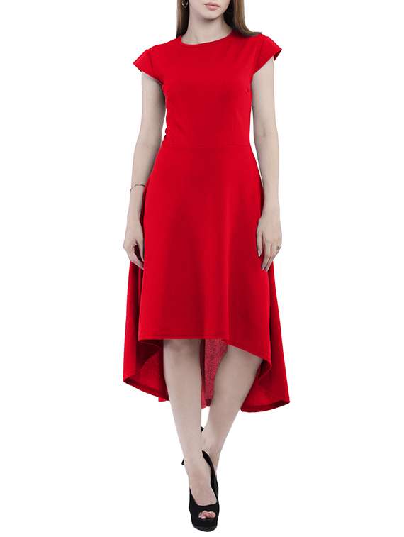 women's high low solid dress