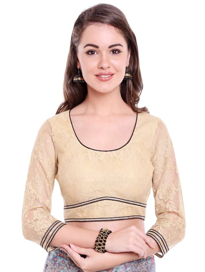 beige net woven blouse