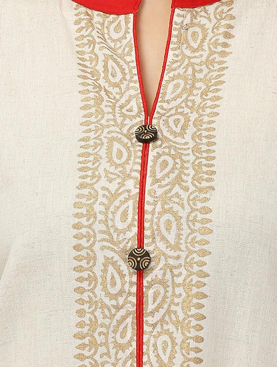 white cotton straight kurta - 14916515 - Standard Image - 3