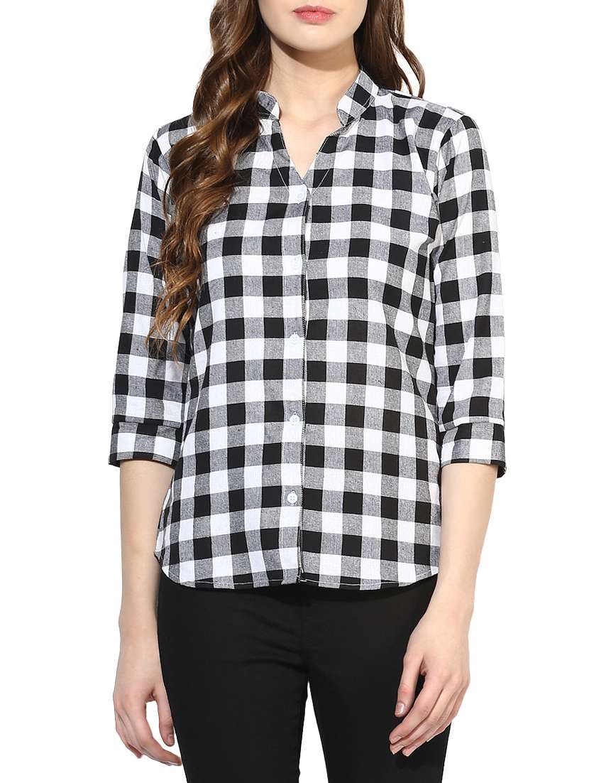 black cotton checkered shirt